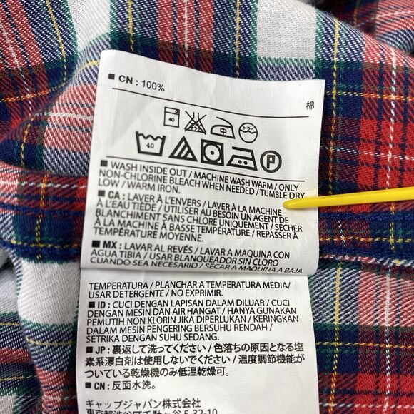 Old Navy Shirt Mens XXL 2Lg Red Plaid Slim Fit Button Down Long Sleeve - Picture 12 of 13